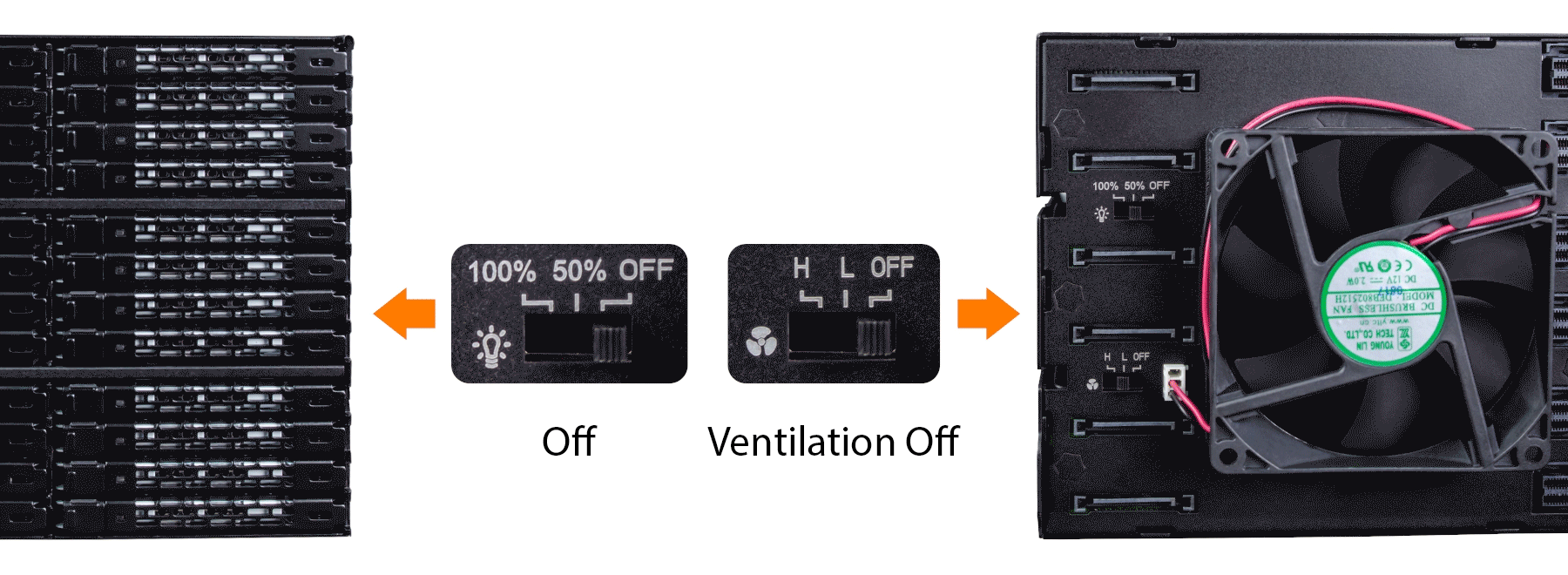 Image animée des paramètres flexible de ventilation du MB924IP-B